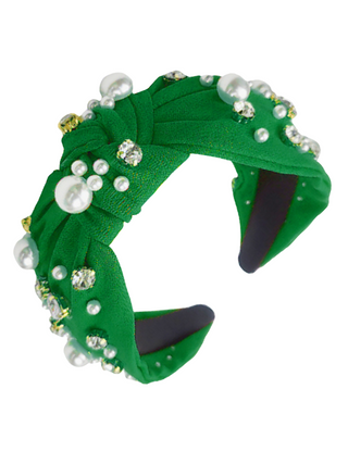 Green Rhinestone Pearl Headband