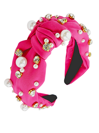 Pink Rhinestone Pearl Headband