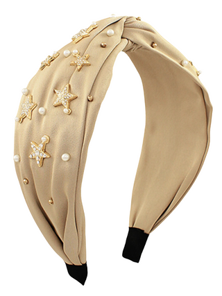 Tan and Gold Star Headband